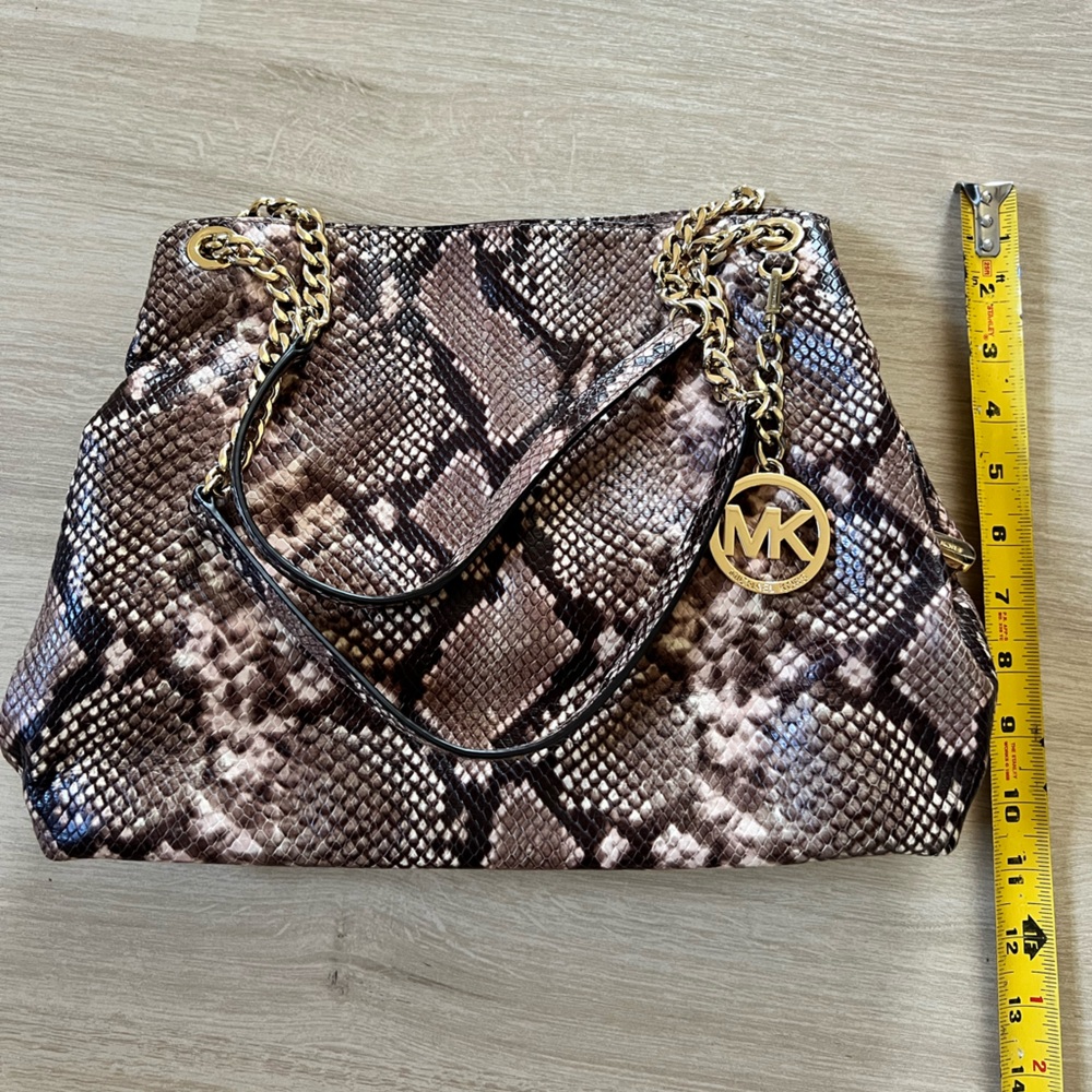 Michael Kors Tan Snake Print Shoulder Bag
